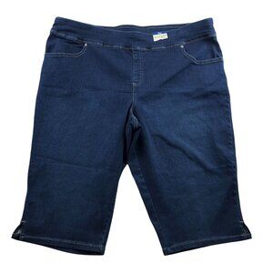 NWT Terra & Sky Womens Bermuda Shorts Size 2X Blue Denim Casual Elastic Waist